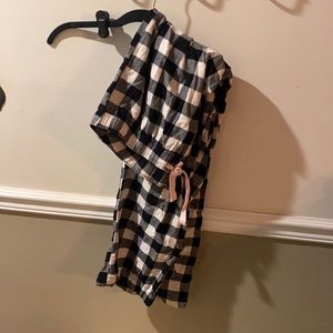 Plaid PJ pants with pink tie